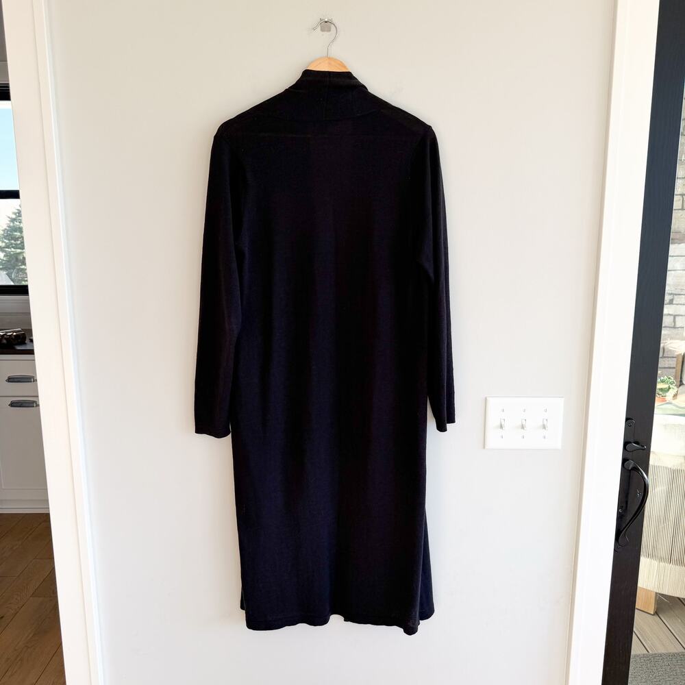 Eileen Fisher 100% Wol Open Duster Cardigan Black M - Picture 2 of 8